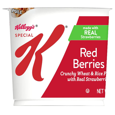 2.5oz (1 Special K Cold Breakfast Cereal Cup, Made with Real Strawberries, Single Serve, Red Berries, Cup Cup)