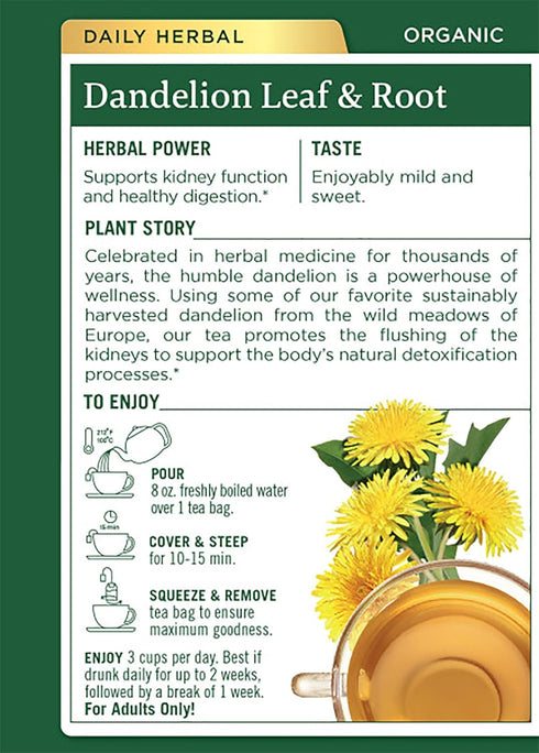 (Pack 3) 48 Traditional Medicinals Organic Dandelion Leaf & Root Herbal Tea, Supports Kidney Function & Healthy