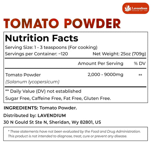 1.56 lbs (25oz) 100% Lavendium, Premium Tomato Powder Pure Dehydrated Tomato Non-GMO, Vegan, Gluten-Free, No Additives
