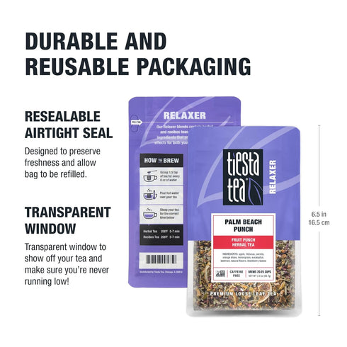 25 2 Tiesta Tea - Palm Beach Punch, Loose Leaf, Fruit Punch Herbal Tea, Caffeine-Free Tropical Blend with Apple