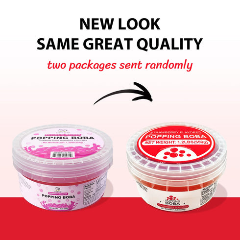 550g Frozen Soeos Strawberry Popping Boba, Bursting Boba Pearls for Bubble Tea, Yogurt, Desserts & Drinks