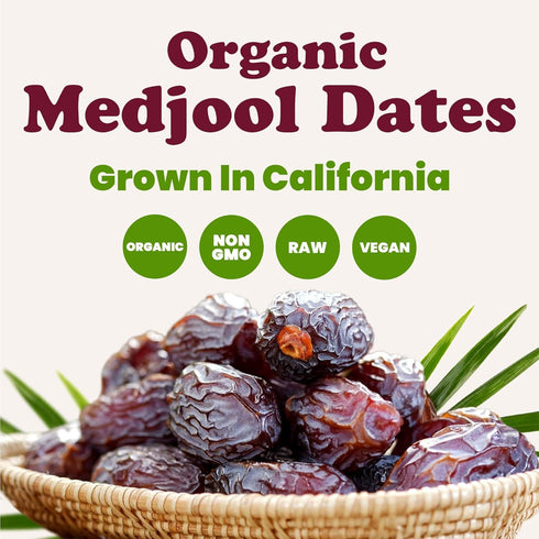 2 Food to Live Organic California Medjool Dates, Pounds Soft & Juicy Nature's Candy. Non-GMO Whole Dry Fancy Dates
