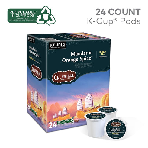 Celestial Seasonings 24/Box (14735) Mandarin Orange Spice Herbal Tea, Keurig K-Cup Pods