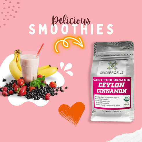 Spice Profile | USDA Organic Ceylon Cinnamon Powder, 4oz Resealable Pouch, 100% Pure for Cooking and Baking