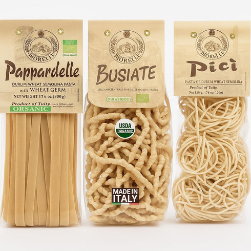 Generic Morelli Pasta Combo 3-pack (Busiate/Pappardelle/Pici)-Organic Premium Durum Wheat Semolina Italian Pasta from