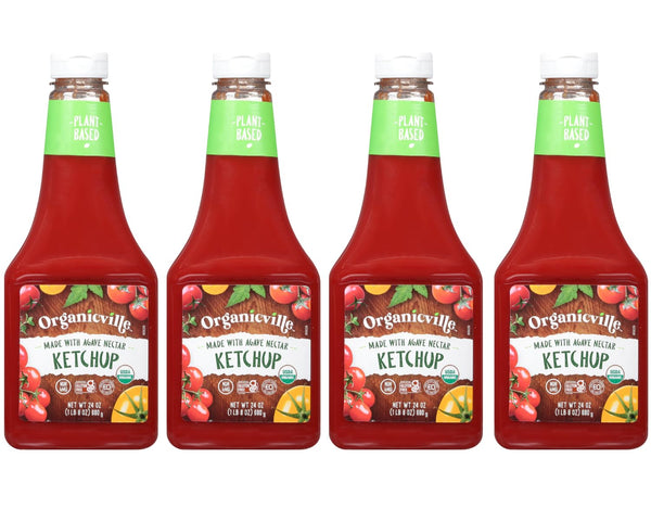 Organicville Organic Ketchup - Tomato Ketchup, Gluten Free, Non-GMO, Vegan, USDA Organic,