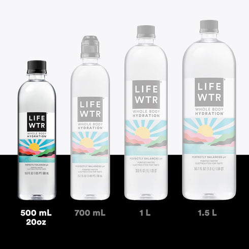 LIFEWTR Premium Purified Water, pH Balanced with Electrolytes, 20 Fl Oz (Pack of 20)