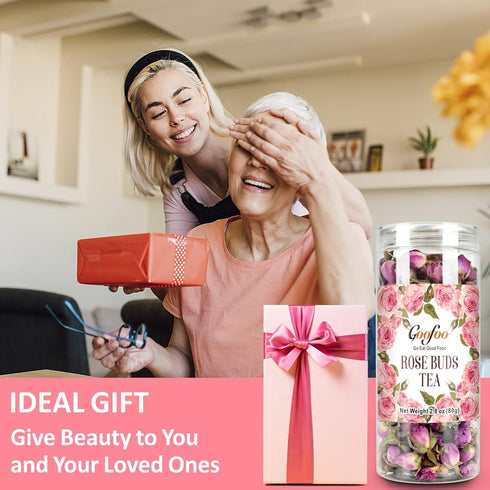 Goofoo Dried Rose Buds Rose Tea, Edible Whole Dry Roses, Premium Loose Leaf Herbal Tea, Ideal for Gift - 2.8 oz