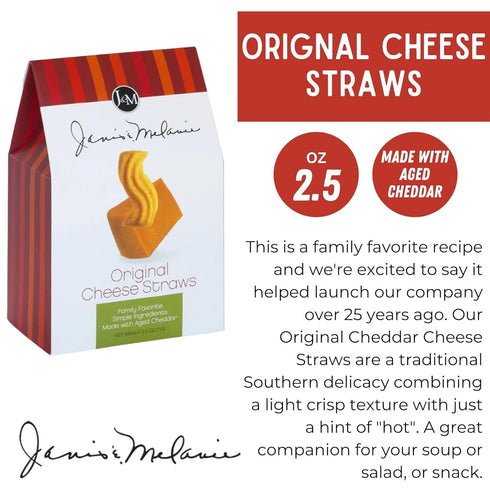 2.5 oz, 1 Pack J&M Foods Original Cheese Straws, Family Favorite Snacks, Made with Aged Cheddar, Simple Ingredients