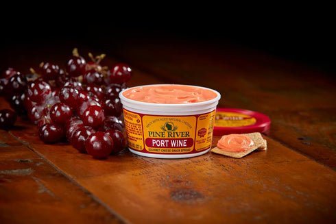 4-Pack (4) 8 oz Pine River Cheese Spreads | Port Wine | tubs | SHELF-STABLE | Fruity, Sharp & Creamy Authentic