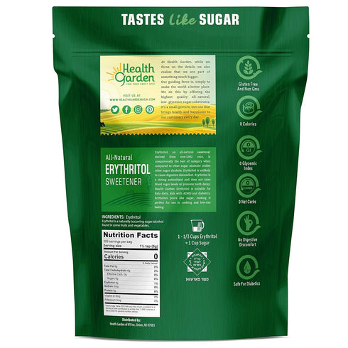 (4.75 lbs) Health Garden Erythritol Sweetener - Non GMO - Gluten Free - Sugar Substitute - Keto Friendly - Tastes Like