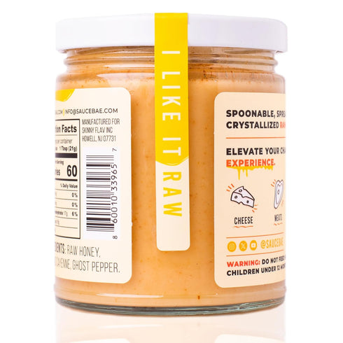 Sauce Bae Hot Raw Honey - Unfiltered & Unpasteurized, 100% USA White Clover, Perfect for Charcuterie & Sandwiches - 12 Oz