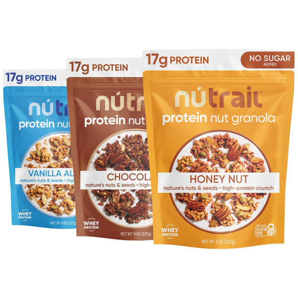 NuTrail 17g Protein Nut Granola Cereal, Variety Pack, No Sugar Added, Keto,