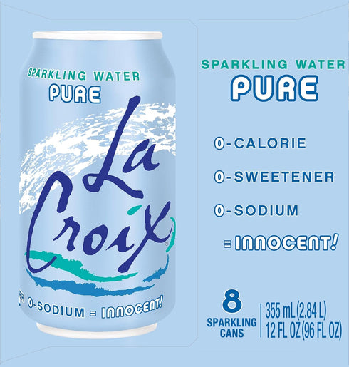 12 Oz (pack 8) LaCroix Sparkling Water, Pure, Fl