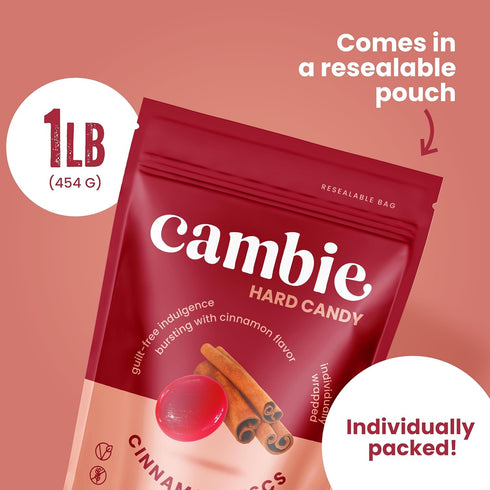 1 lb Cambie Sugar Free Hard Candy, of Sugar Free Candy Individually Wrapped, Cinnamon