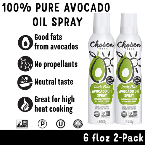 Chosen Foods 100% Pure Avocado Oil Spray - Keto and Paleo Friendly Cooking Spray for Baking and Frying
