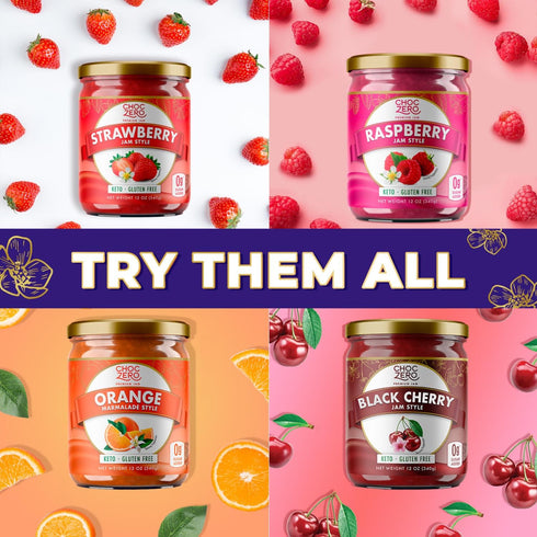 12 (Pack 1) ChocZero Keto Grape Jam, No Added Sugar Fruit Spread Preserves, Concord Jelly, Great Source of Fiber