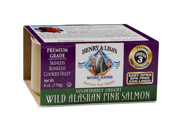HENRY & LISAS Henry & Lisa's Natural Seafood Wild Alaskan Pink Salmon, 6-Ounce Cans (Pack
