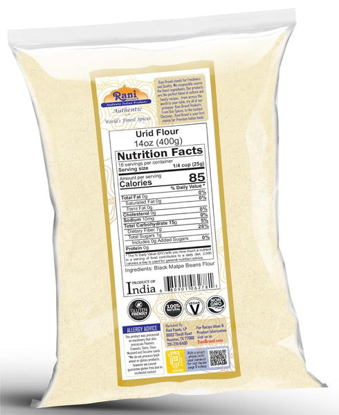 14oz (400g) Rani Urid/Urad Flour (Black Matpe Beans Flour) ~ All Natural | Vegan | Gluten Friendly | NON-GMO | Kosher |
