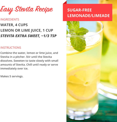 Stevita Organic Stevia Extra Sweet, 0.7 oz Powder - All-Natural, No Calorie Sweetener, 2000 Servings