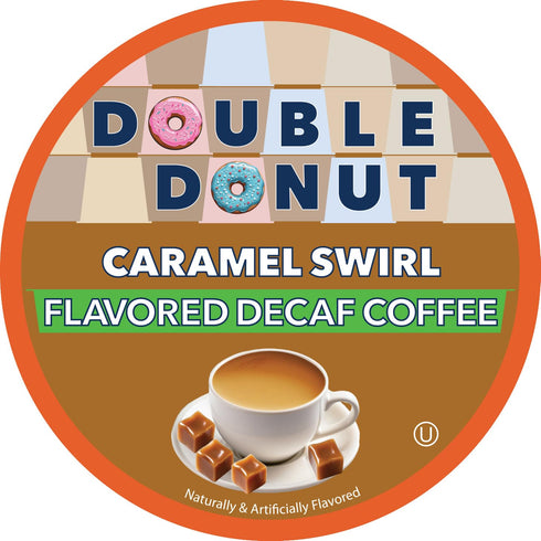 Double Donut Caramel Swirl Medium Roast Decaf Coffee Pods, 24 Capsules for Keurig K Cups Makers