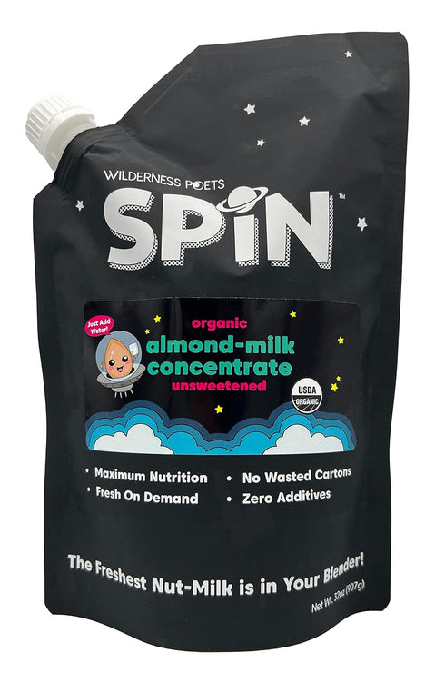 Wilderness Poets SPiN, Organic Almond Milk Concentrate (Unsweetened) - 32 Ounce Squeeze