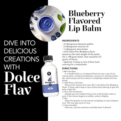 Dolce Flav Blueberry Extract, 2 Ounce Oil-Soluble Flavoring for Candy Making, Baking, Lip Balm, Ice Cream