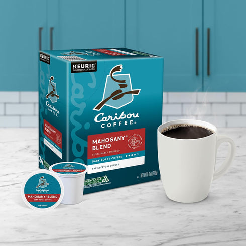 96 Count (Pack 4) Caribou Coffee Mahogany Keurig Single-Serve K-Cup Pods, Dark Roast Coffee