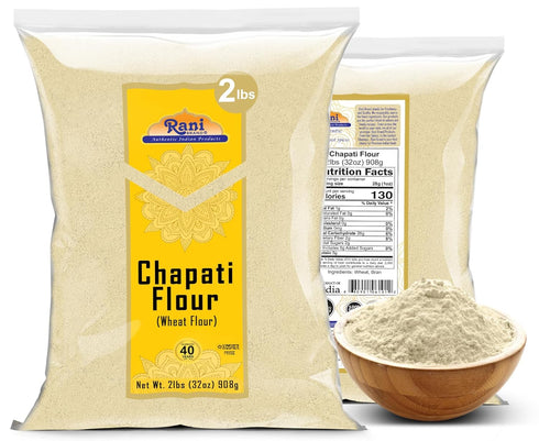 (100% 32oz (2lbs) 908g Rani Chapati Flour Pure Whole Wheat Chakki Atta), For Making Roti & Indian Breads ~ All Natural
