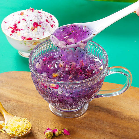 SIJIYUNLI 350g/12.34oz packaged, -Rose Silver ear and Lotus Root Powder Soup breakfast, served quickly, is both