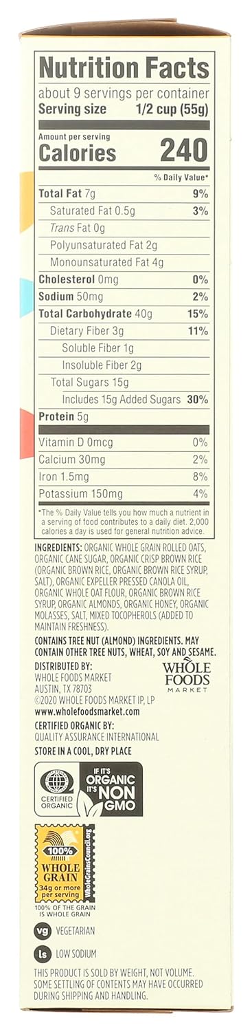 365 17 by Whole Foods Market, Organic Oat & Honey Granola, Ounce