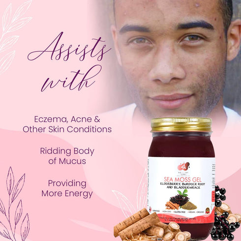 90 (16 oz.) Healthy Herbs Sea Moss Gel (Elderberry) Wildcrafted from Jamaican St Lucia Gold Seamoss | Wild-Harvested