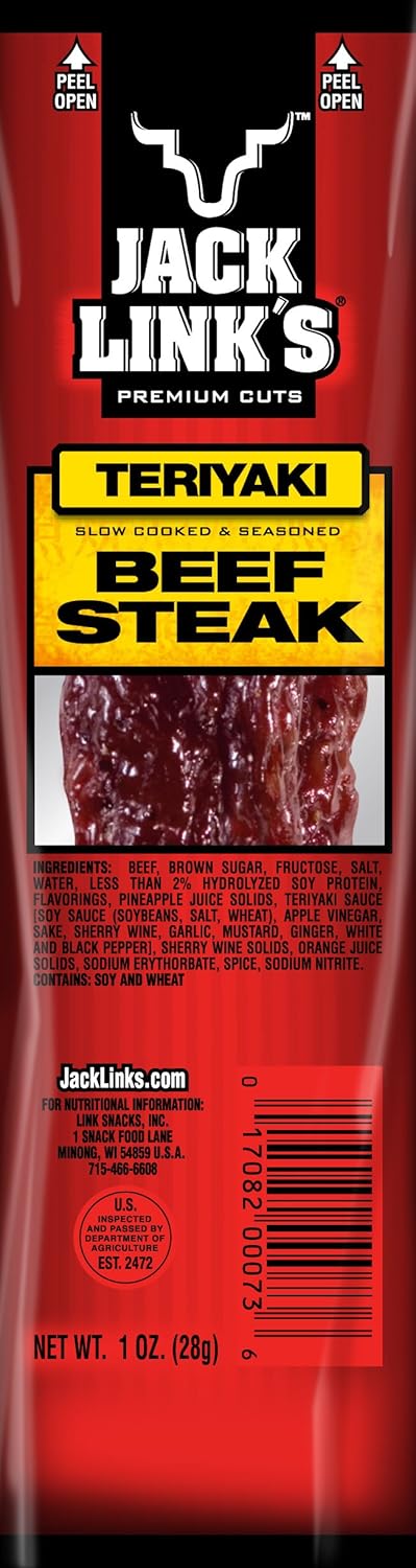 Jack Link's Premium Cuts Beef Steak, Teriyaki, 1-Ounce (Pack of 12)