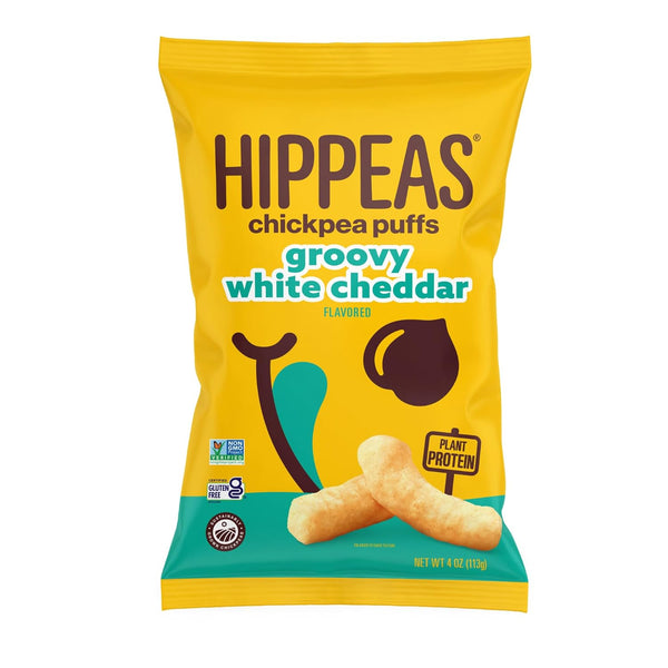 Hippeas Chickpea Puffs, Vegan White Cheddar, 4 Ounce (Pack of 1), 4g