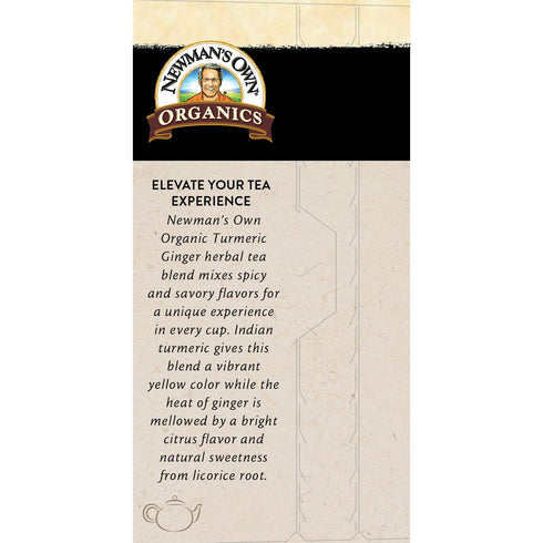 Immunity with20 (Pack 4) Newmans Own Organic Turmeric Ginger Herbal Tea Caffeine-Free May Aid Digestion and Boost