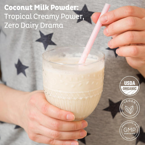 0g 12.6oz, 179 KOS Organic Coconut Milk Powder, USDA Certified Organic - Sugar, MCT Plant Based Creamer for Coffee