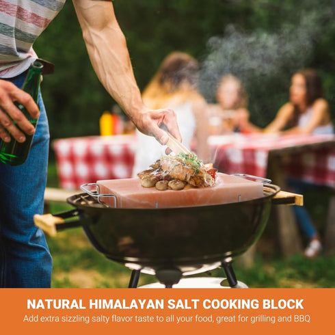 Set 12 8 1.5 Onlyfire Himalayan Salt Block Cooking Plate with Steel Tray x x for Cooking, Grilling, Cutting and Serving