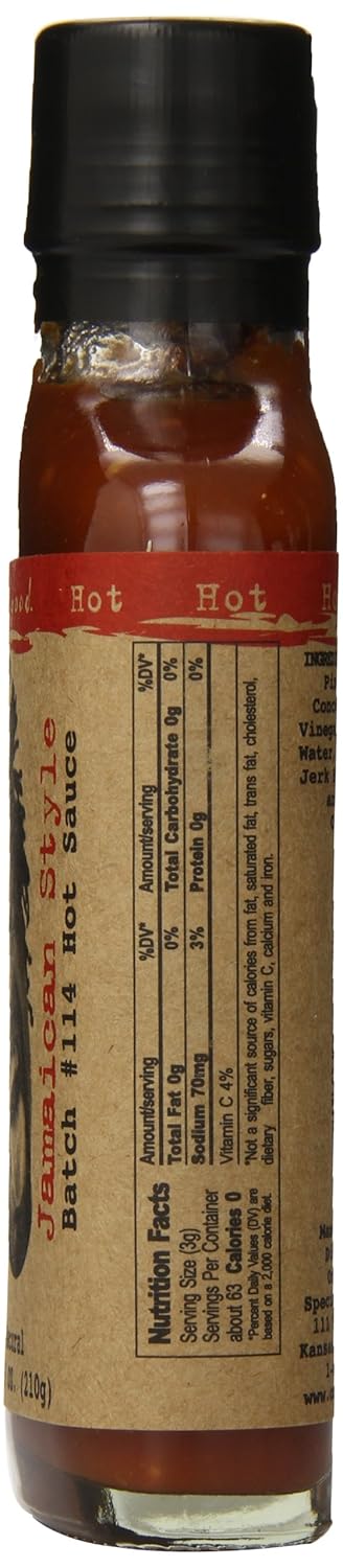 Jamaican Style Hot Sauce - 7oz Bottle - Made in USA - All Natural Ingredients, Non-GMO, Gluten-Free, Sugar-Free, Vegetarian, Keto