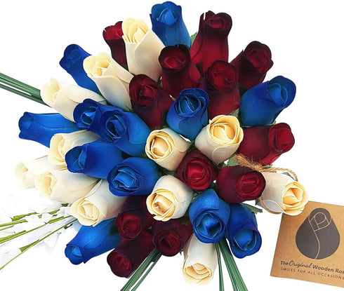 Primitive Patriotic 3 Dozen Red with Black Tips, White and Blue with