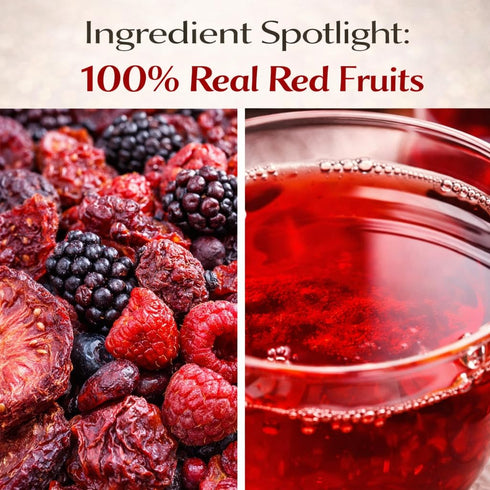 25 100% Frutos Rojos (Red Fruits) Herbal Tea Tea Bags Caffeine-Free Berry Infusion Naturally Tart & Refreshing Flavor