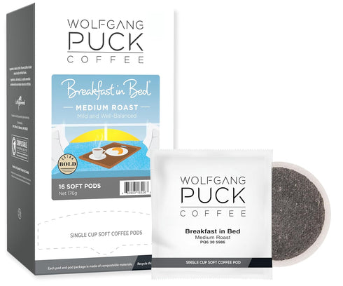 Wolfgang Puck Coffee, Breakfast in Bed, 12 Gram Soft Pods, 16 count
