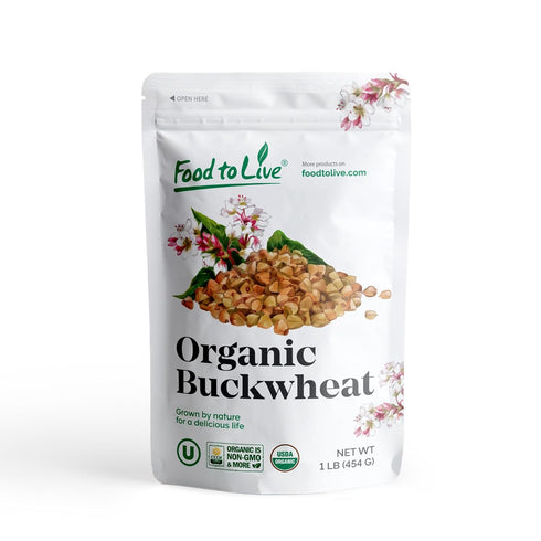 Food to Live Organic Buckwheat Groats, 1 Pound Whole Grain Buckwheat Seeds