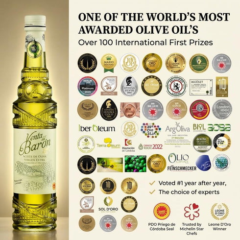 Venta del Barn 16.9 oz (500ml) - Voted The World's Best Olive Oil - Extra Virgin Cold Pressed - High in Polyphenols