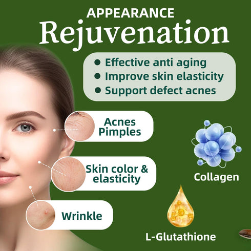 Skiseoy 20x 11-in-1 45 Collagen Chia Coffee - Coffee Shape Mix with Collagen & Chia Seeds, L-Glutathione for Skin, Hair