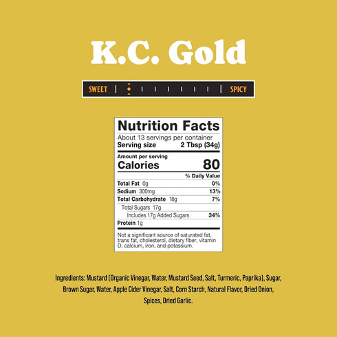 1 Pack 14.25 oz Rufus Teague KC Gold BBQ Sauce, Size, Premium Mustard Barbecue Sauce with Natural Ingredients