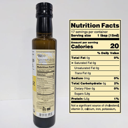 8.5oz (Pack 1) (8.5oz Village Batch Organic White Wine Vinegar Bottle of Smooth and Crisp Grape Vinegar from Aigaleia