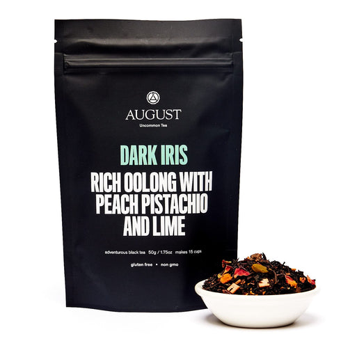 August Uncommon Dark Iris Pistachio Peach Oolong Tea with Caffeine Smooth and