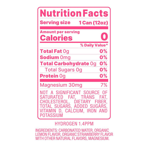 12 Pack (12oz oHy Hydrogen Sparkling Water Magnesium & Antioxidant Hydration, Zero Sugar, Zero Calories, Strawberry