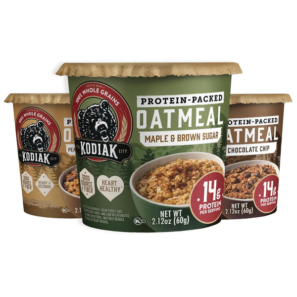 Kodiak Cakes Instant Oatmeal Cup Variety Pack: Peanut Butter Chocolate Chip, Maple