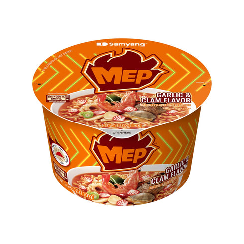 Samyang MEP Garlic Clam Ramen Spicy Instant Bowl Noodle Soup, Refreshing Seafood